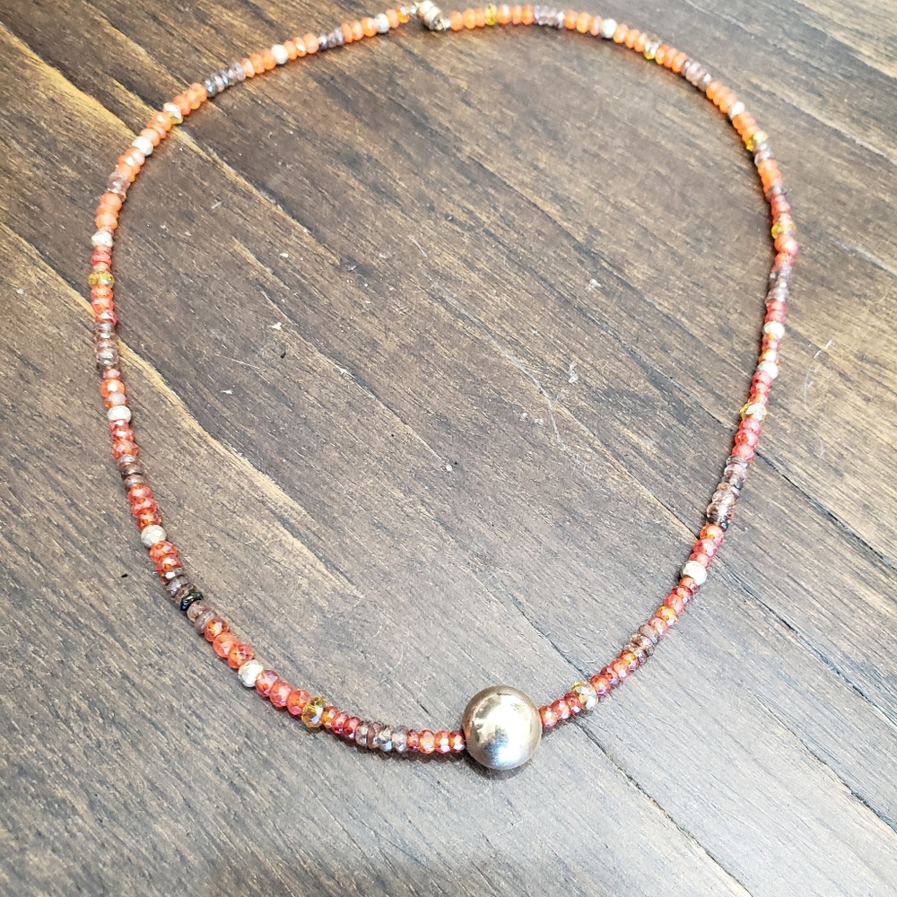 Orange and gold beaded choker